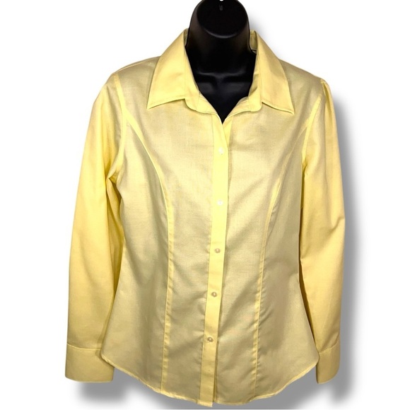 New Small Cutter And Buck Yellow Button Front Top Womens Long Sleeve Cotton - Picture 1 of 16